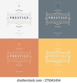 Set of Vintage Frame for Luxury Logos, Restaurant, Hotel, Boutique or Business Identity. Royalty, Heraldic Design with Flourishes Elegant Design Elements. Vector Illustration Template.