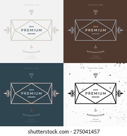 Set of Vintage Frame for Luxury Logos, Restaurant, Hotel, Boutique or Business Identity. Royalty, Heraldic Design with Flourishes Elegant Design Elements. Vector Illustration Template.