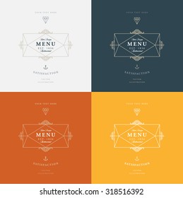 Set of Vintage Frame for Luxury Logos, Restaurant, Hotel, Boutique or Business Identity. Royalty, Heraldic Design with Flourishes Elegant Design Elements. Vector Illustration Template.