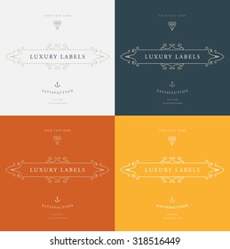 Conjunto de marcos de época para Logos de Lujo, Restaurante, Hotel, Boutique o Identidad de Negocios. Royalty, diseño heráldico con elementos de diseño elegantes y florecientes. Plantilla de ilustración vectorial.