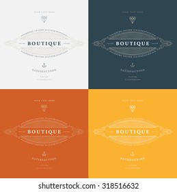 Set of Vintage Frame for Luxury Logos, Restaurant, Hotel, Boutique or Business Identity. Royalty, Heraldic Design with Flourishes Elegant Design Elements. Vector Illustration Template.