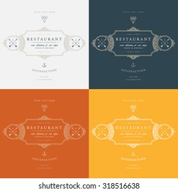 Set of Vintage Frame for Luxury Logos, Restaurant, Hotel, Boutique or Business Identity. Royalty, Heraldic Design with Flourishes Elegant Design Elements. Vector Illustration Template.