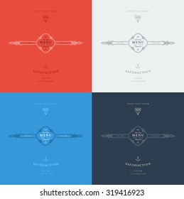Set of Vintage Frame for Luxury Logos, Restaurant, Hotel, Boutique or Business Identity. Royalty, Heraldic Design with Flourishes Elegant Design Elements. Vector Illustration Template.