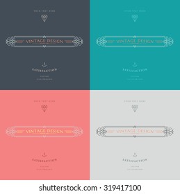 Set of Vintage Frame for Luxury Logos, Restaurant, Hotel, Boutique or Business Identity. Royalty, Heraldic Design with Flourishes Elegant Design Elements. Vector Illustration Template.