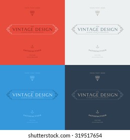 Set of Vintage Frame for Luxury Logos, Restaurant, Hotel, Boutique or Business Identity. Royalty, Heraldic Design with Flourishes Elegant Design Elements. Vector Illustration Template.