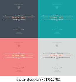 Set of Vintage Frame for Luxury Logos, Restaurant, Hotel, Boutique or Business Identity. Royalty, Heraldic Design with Flourishes Elegant Design Elements. Vector Illustration Template.