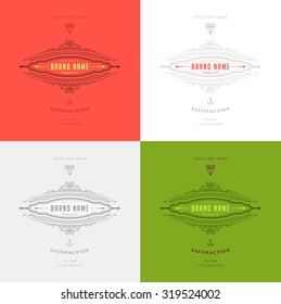 Set of Vintage Frame for Luxury Logos, Restaurant, Hotel, Boutique or Business Identity. Royalty, Heraldic Design with Flourishes Elegant Design Elements. Vector Illustration Template.