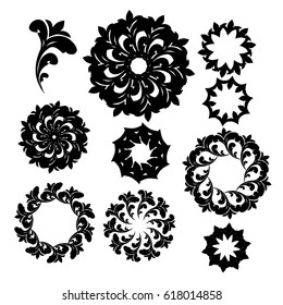 set vintage frame round abstract pattern. Vector