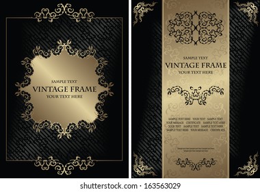 Set of vintage frames. Vintage background with a frame. Luxury design.  Can be used as certificate, diploma and other            