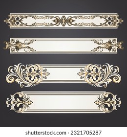 Set of vintage frames with beautiful fibers, decorative borders, vector illustration,frame