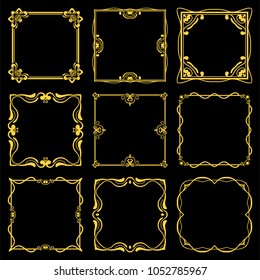 Set of vintage frames with beautiful filigree ornamental frame, decorative ornate vintage borders, retro elements. Vector illustration. Template for design