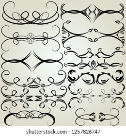 set of vintage frames with beautiful filigree, decorative borders, vector illustration on a light background for the decoration of the menu, books, frame design template