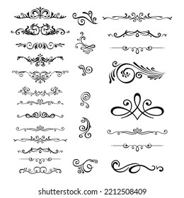 set of vintage frames with beautiful filigree, decorative borders, vector illustration