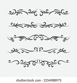 set of vintage frames with beautiful filigree, decorative borders, text divider, page divider, vector illustration