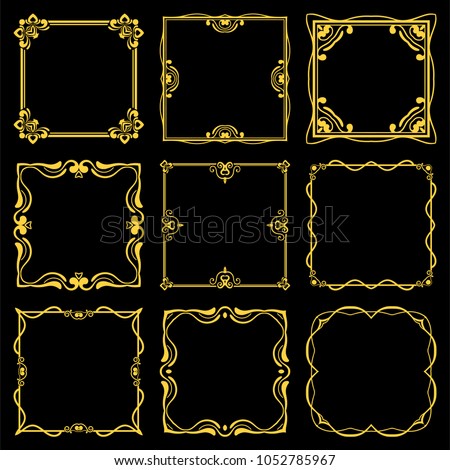 Set of vintage frames with beautiful filigree ornamental frame, decorative ornate vintage borders, retro elements. Vector illustration. Template for design
