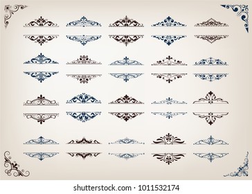 set of vintage frames with beautiful filigree,ornamental frame, decorative vintage borders, vector illustration