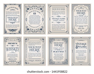 set of vintage frames with beautiful filigree,ornamental border, vector illustration