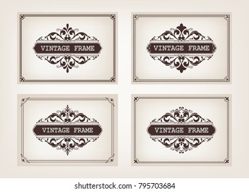 set of vintage frames with beautiful filigree,ornamental frame, decorative vintage borders, vector illustration