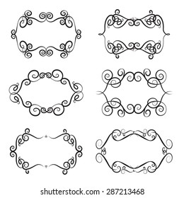 Set of vintage frames and borders. Design elements. Decorative ornamental frame for text