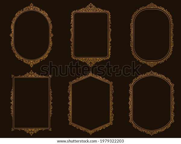 Set of vintage\
frames and borders gold\
color