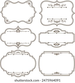 Set of vintage frames and borders isolated on white background.