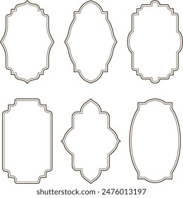 Set of vintage frames and borders isolated on white background.