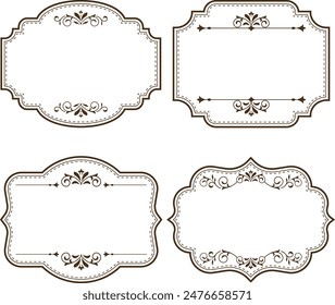 Set of vintage frames and borders isolated on white background.