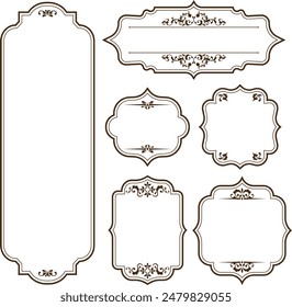 Set of vintage frames and borders isolated on white background.