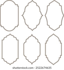 Set of vintage frames and borders isolated on white background.