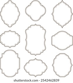 Set of vintage frames and borders isolated on white background.