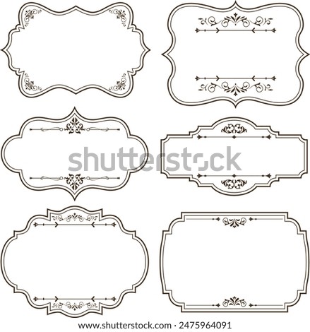 Set of vintage frames and borders isolated on white background.