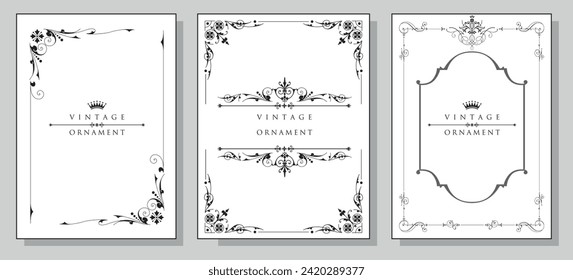 Set of vintage frames and borders. Wedding and restaurant menu.