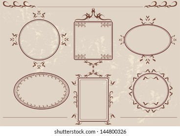 set of vintage frames and calligraphic design