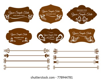 Set vintage frames and decorative borders. Set of Border and  frames, template shapes labels vector illustration