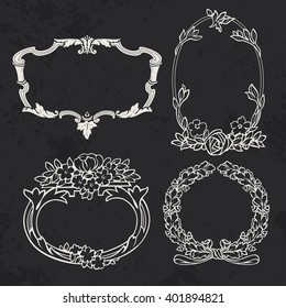 Set of vintage frames, design elements.