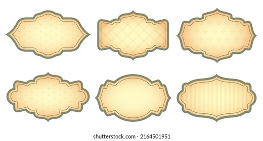 Set of vintage frames. Different frame border isolated. Collection of oval, circle, square shapes for photos, text, greetings, announcements, cards, menu. Vector retro illustration	