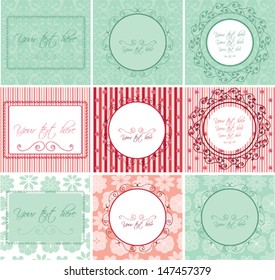 Set of vintage frames and different ornate patterns
