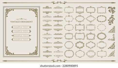 Set of vintage frames. Floral ornament. decorative vector frames and borders. Isolated icons vector set