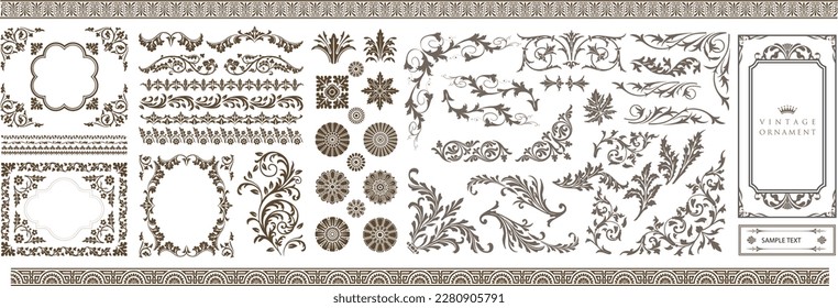 Set of vintage frames. Floral ornament. decorative vector frames and borders. Medieval border illustration.