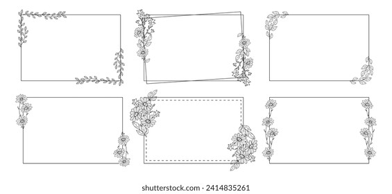 Set of vintage frames. Floral ornament. decorative vector frames