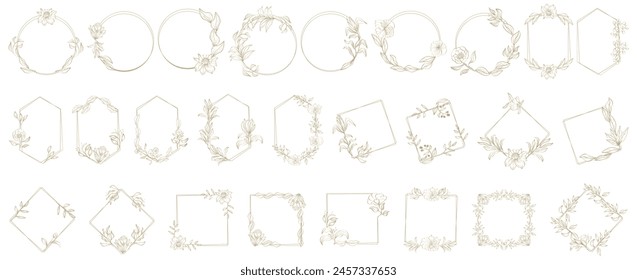 Set of vintage frames. Floral ornament. decorative vector frames and borders. Medieval border illustration.