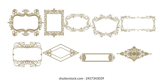 Set of vintage frames. Floral ornament. decorative vector frames and borders. Medieval border illustration.