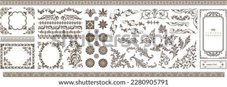 Set of vintage frames. Floral ornament. decorative vector frames and borders. Medieval border illustration.