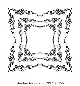set of vintage frames. hand drawn black and white vector illustration