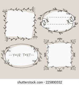 Set of vintage frames. Set of hand drawn design elements.