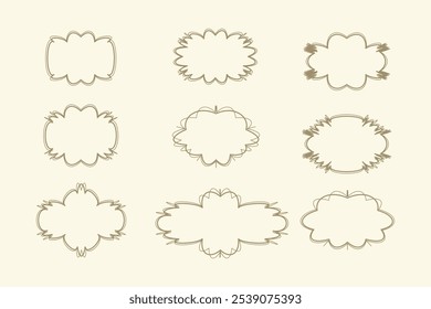 Set of vintage frames, hand drawn . Vector illustration