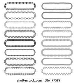 Set of vintage frames for header in the form of rounded rectangles. Borders in knotting style. Decorative elements for design.
