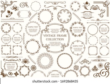 Set Of Vintage Frames Isolated On A Plain Background. Vector Illustration. 