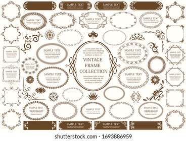 Set Of Vintage Frames Isolated On A Plain Background. Vector Illustration