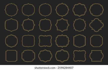 Set of vintage frames isolated on white background. Collection of retro labels. Elegant Islamic frame shapes. Vector design Set.	

